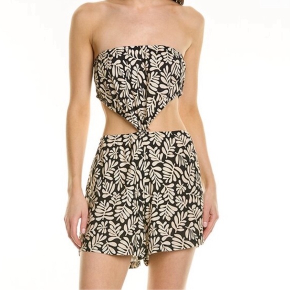 NWT WeWoreWhat Linen Strapless Cutout Blend Romper In Black Size XS - Picture 12 of 12